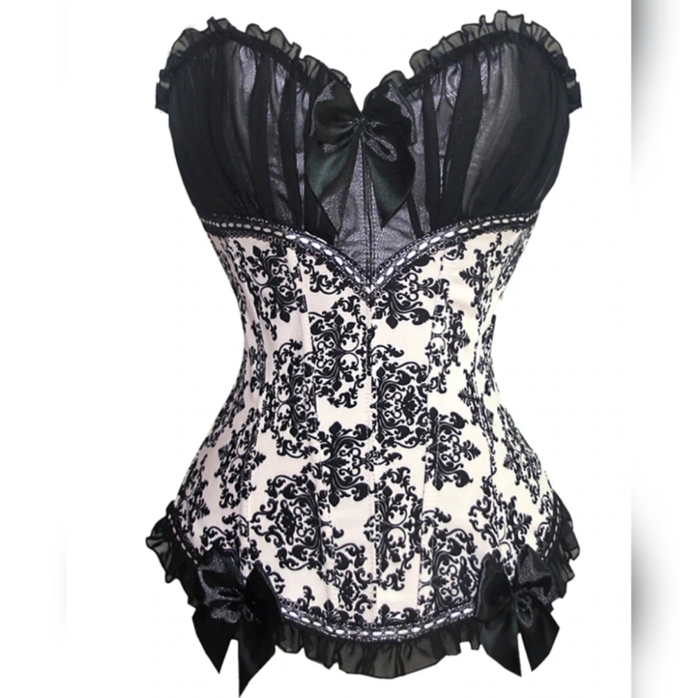 Black and Ivory Lace Corset NEW